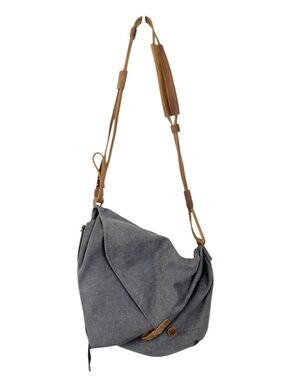 Tom Clovers Gray Canvas Crossbody Bag Leather Strap Foldover Messenger Bag